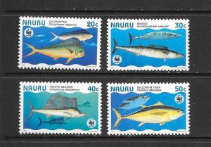 FISH - NAURU #443a-d WWF  MNH