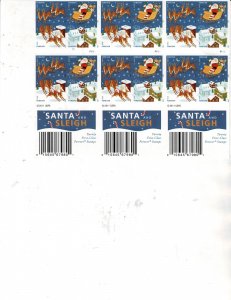 Santa Sleigh Christmas Forever US Postage Imperf Pane of 3 Booklets #4712-15