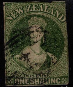 New Zealand Scott 15d wmk 6 Deep Green 1863 Chalon head imperforate