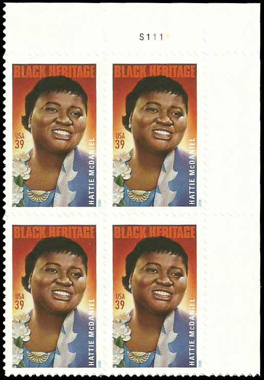 PCBstamps    US #3996 PB $1.56(4x39c)Hattie McDaniel, Black Heritage, 2006, M...