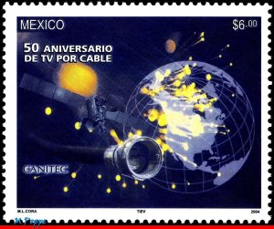 2348 Mexico 2004 CABLE TELEVISION, 50 YEARS, MI# 3051, TELECOM., SPACE, MNH