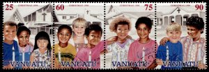 Vanuatu Stamp #688 USED VFU  XF STRIP 4 CHRISTMAS 96'