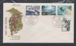 Papua New Guinea #245-48 (1967 WWII set) on unaddressed cachet FDC