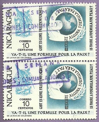 Block of 2 Nicaragua Used Stamps Scott 882 #1