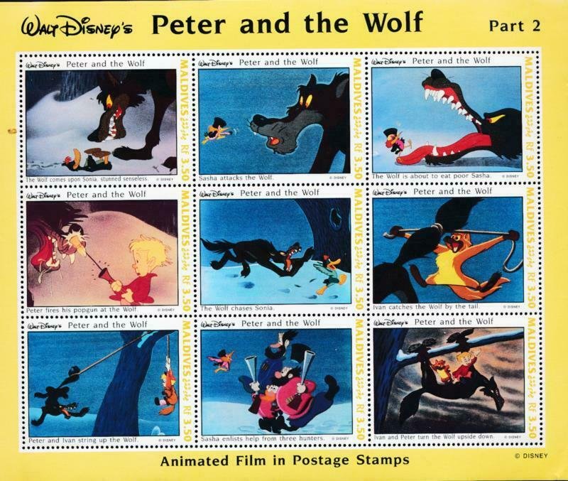 DISNEY MALDIVES 1919-1928 MINT NH PETER & THE WOLF