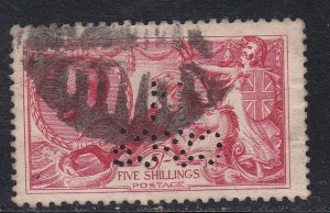 Great Britain # 174 or 174a, Britania Rules the Waves, Used, Perfin 1/3 Cat.