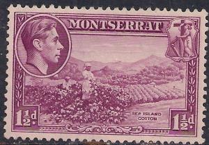 Montserrat 1938 - 48 KGV1 1 1/2d Purple Unused No Gum SG 103 ( H1323 )