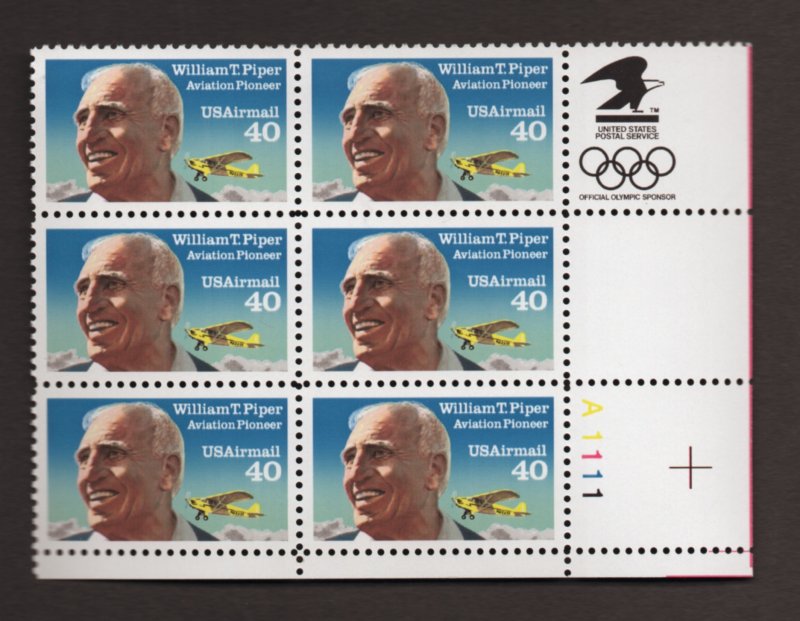 Scott # C129   MNH Plate block of 6 with  OLYMPIC  TAB