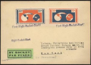 USA Canada 1936 New York Philatelic Exhibition Se-Tenant Rocket Mail Cov G109342