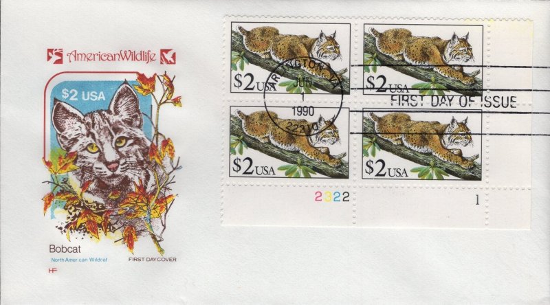 House of Farnam Raised Print FDC for the 1990 $2 Bobcat Stamp