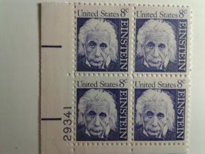 SCOTT # 1285 AMAZING EINSTEIN 8 CENT PLATE BLOCK MINT NEVER HINGED GEM QUALITY