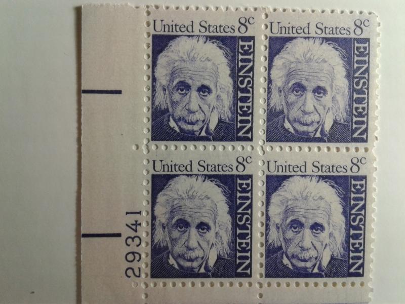 SCOTT # 1285 AMAZING EINSTEIN 8 CENT PLATE BLOCK MINT NEVER HINGED GEM QUALITY