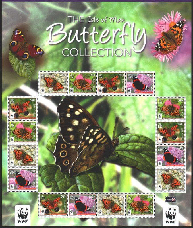 Isle Of Man. 2011. Small sheet 1668-74. Butterflies, WWF. MVLH.