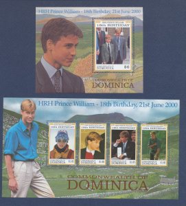 DOMINICA - Scott 2229-2230  - MNH S/S - Prince William - 2000 ---c