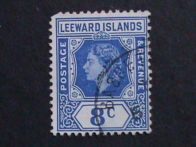 ​LEEWARD ISLANDS-1954 SC#140 QUEEN ELIZABETH II REVENUE-USED -VF-69 YEARS OLD