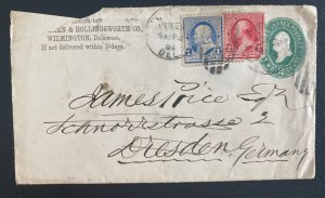 1891 Wilmington DE USA Postal Stationery Advertising Cover To Dresden Germany