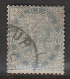 Belgium 1883 Sc 46a used large crease slate grey