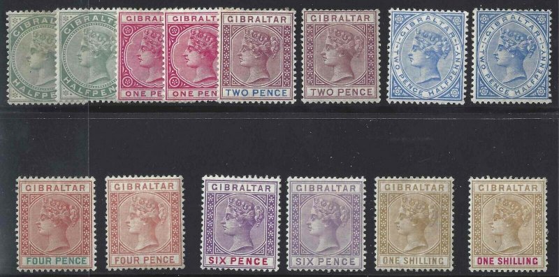 Gibraltar 1886-1898 SC 8-21,14a Mint SCV $919.00 Set