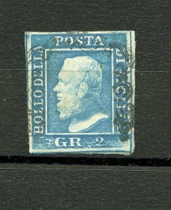 Italy-Sicily #13g (IT189) Blue 2g Ferdinand II, U, FFVF, CV$120.00