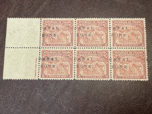 Canal Zone 10 MLH block of 6 with overprint varieties KSPhilatelics 10CZ215
