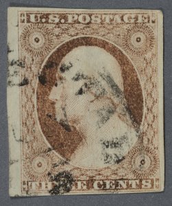 United States #10A VF Type II Orange Brown w/ Place Cancel GoodMargin on 3 Sides