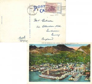 United States Hawaii Honolulu 1934 machine  3c NRA PPC (View of Honolulu and ...