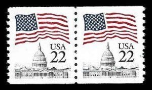 SCOTT  2115  FLAG OVER CAPITOL  22¢  COIL PAIR  MINT NEVER HINGED