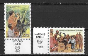 UN Geneva 167-68 International Volunteer Day set with MI tab MNH