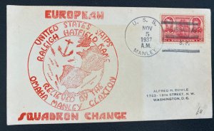 1937 USA NAVY USS Manley SUBMARINE Gibraltar First Day Cover To Washington Dc