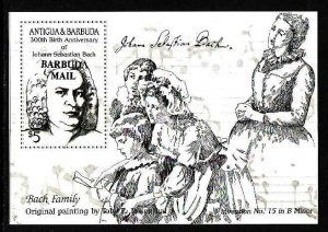 Barbuda-Sc #768-sheet-Bach '85-unused-NH-Music-