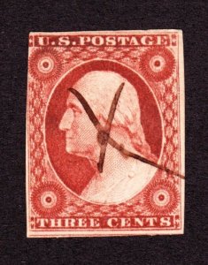 US 11a 3c Washington Used Experimental Orange Brown w/Double Transfer SCV $425