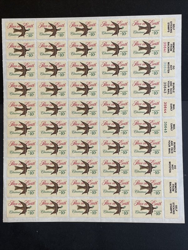 1974 sheet, Peace on Earth, 1st US Self Adhesive Stamp Sc# 1552 