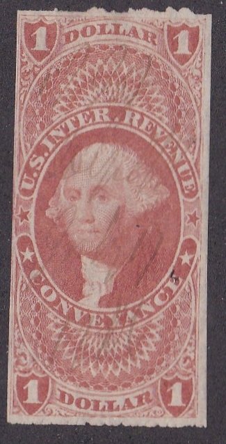 United States # R66c, 1 Dollar Conveyance Revenue Stamp, used