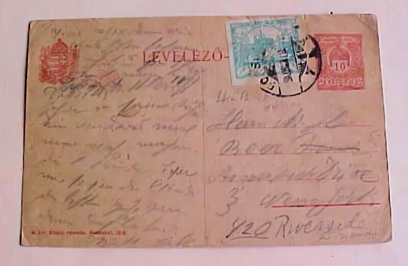 CZECHOSLOVAKIA on MIXED HUNGARY POSTAL CARD 1918 PO-S-- TO USA