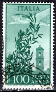 Italy; 1955: Sc. # C132 Used Wmk. 303 Single Stamp​ +