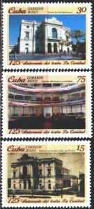Cuba. 2010. 5434-36. Caridad Theater Building. MNH.