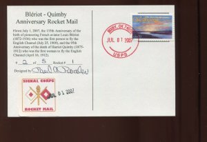 July 1 2007 US Rocket Mail Flown Card - SIGNAL CORPS - Bleriot, Quimby (915 H)