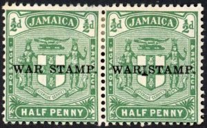 Jamaica SG68e 1/2d Blue-green Variety WARISTAMP in M/M Pair (normal with gum th