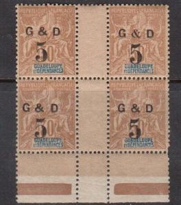 Guadeloupe #45 VF/NH Gutter Block