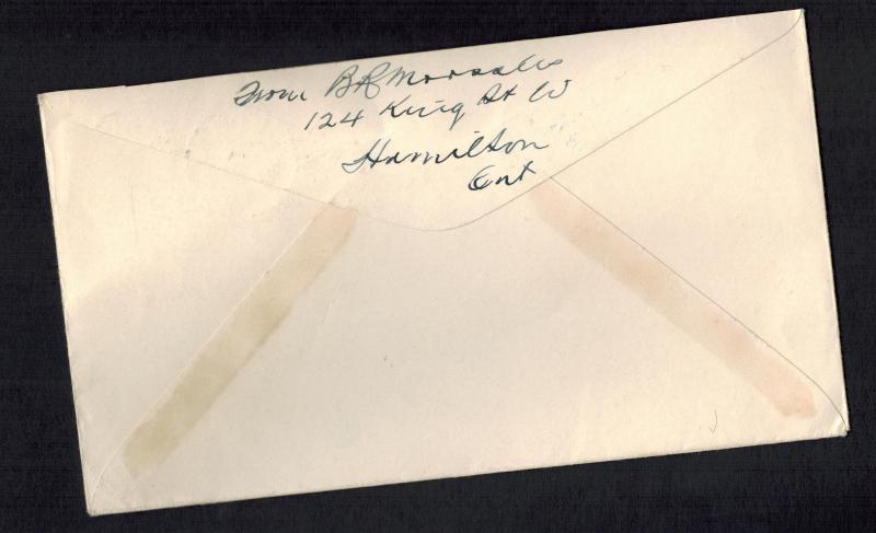 1942 Hamilton Canada first day cover FDC to England Philatelic Society