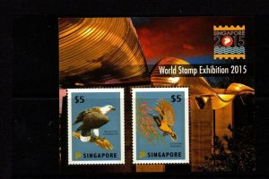 SINGAPORE 2015 WORLD STAMP EXHIBITION  SHEET IN FOLDER MNH