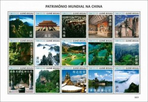 Guinea-Bissau Landscapes Stamps 2020 MNH World Heritage China Nature 15v M/S III