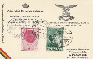 Belgium Royal Air Club 1937 Gordon Bennett Balloon Souvenir Stamp Sheet Rf 45499