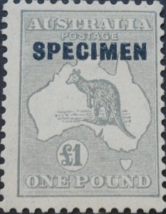 Australia 1935 £1 Kangaroo SPECIMEN with notch in back SG 137s mint