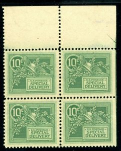 USAstamps Unused VF US 1908 Special Delivery Margin Block Scott E7 OG MNH