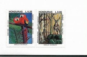 HONDURAS 1993 PARROTS & VENADO FAUNA SET OF 2 WILDLIFE TREES SET OF 2 MINT NH 