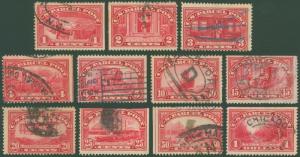 1912-13 US Issue Short Set of Parcel Post Stamps, SC #Q1-#12 Used, SCV $148.60