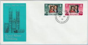 61267  - BRUNEI - POSTAL HISTORY - FDC COVER   SG # 210/11 1972- ROYALTY