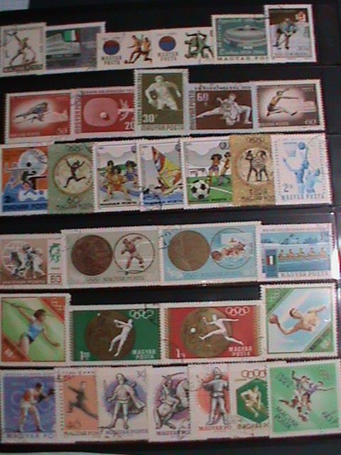 ​HUANGRY STAMP- OLYMPIC & SPORTS-35 DIFFERENT USED STAMPS-CAT. $12  VERY FINE