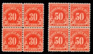 momen: US Stamps #J85a-J86a Block of 4 Mint OG NH XF